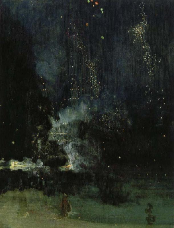 James Abbott Mcneill Whistler nocturne i svart och guld den fallande raketen Norge oil painting art